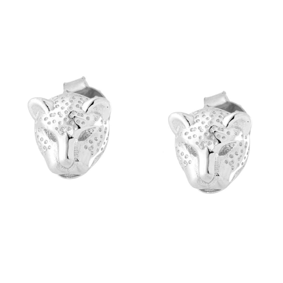 Orecchini Testa di Leopardo in ARGENTO 925 Galvanica Rodio
