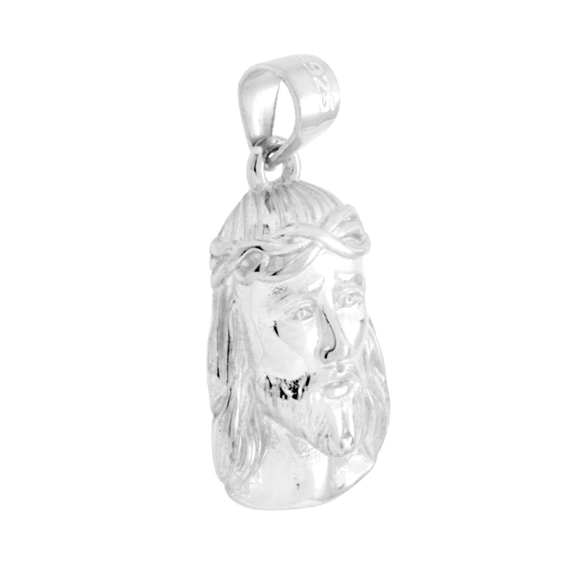 Ciondolo Volto di Gesu Cristo mm 16 in ARGENTO 925 Galvanica Rodio
