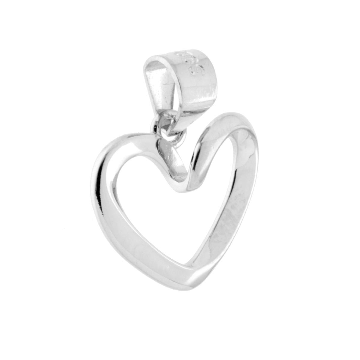 Ciondolo Cuore Nastro in ARGENTO 925 Galvanica Rodio