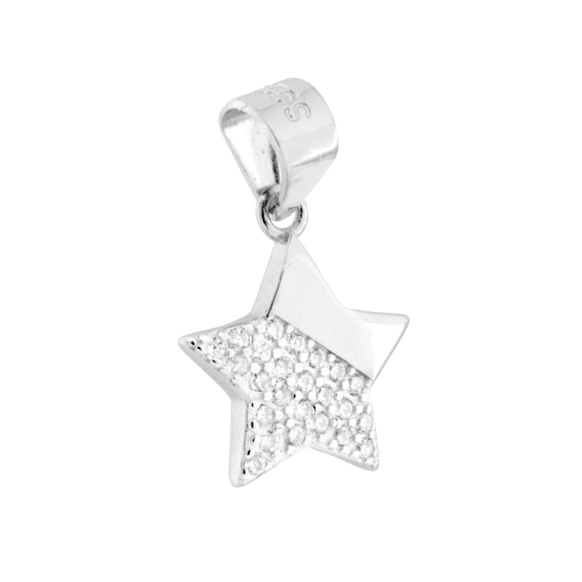 Ciondolo Stella con Cubic Zirconia Bianchi in ARGENTO 925 Galvanica Rodio