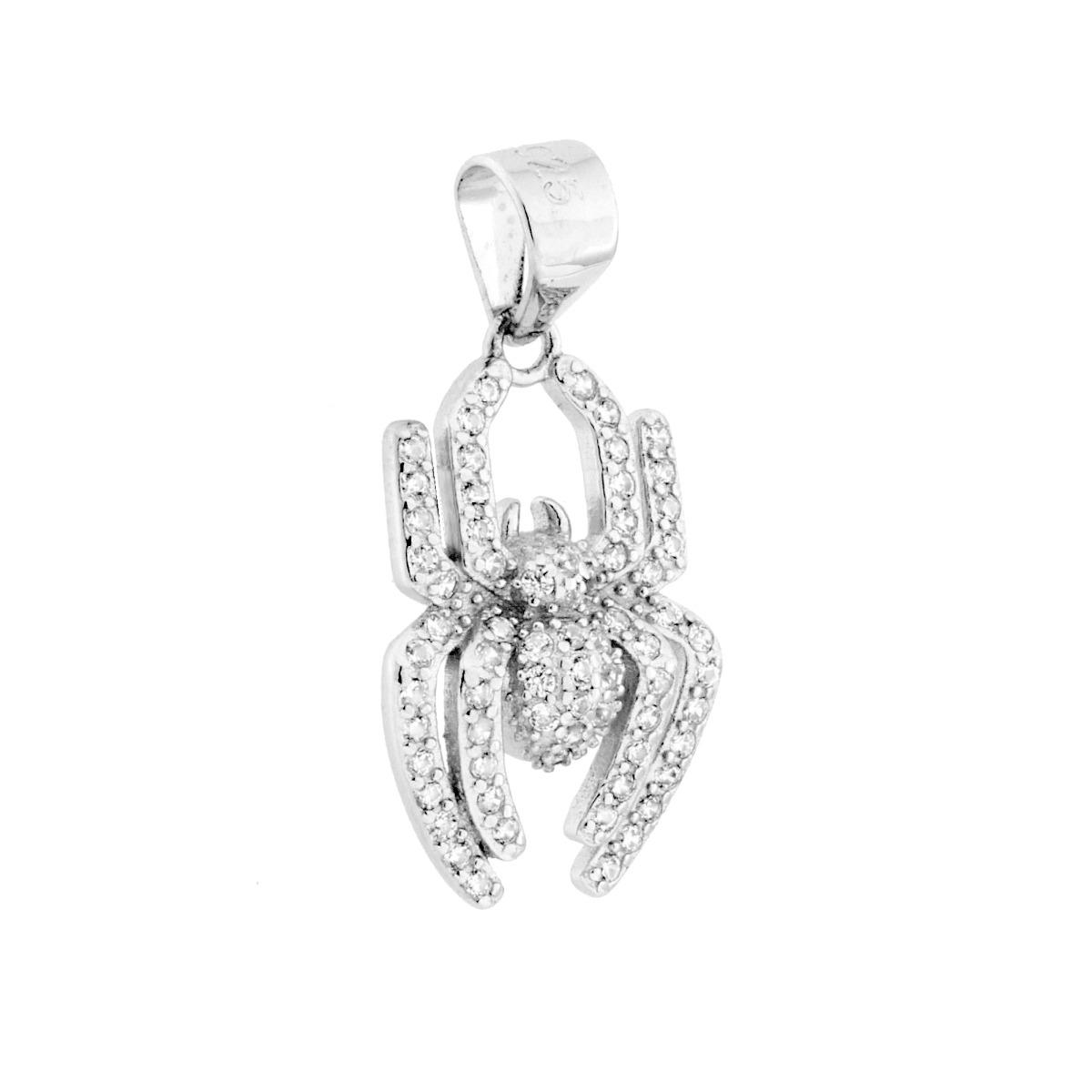 Ciondolo Ragno con Cubic Zirconia Bianchi in ARGENTO 925 Galvanica Rodio