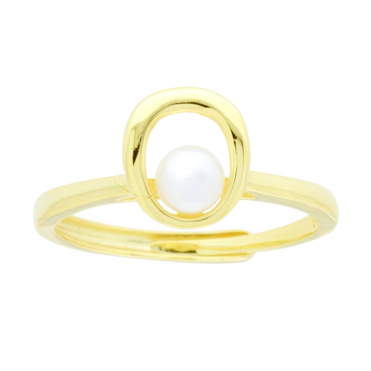 Anello con Ovale e Perla Naturale in ARGENTO 925 Galvanica Oro