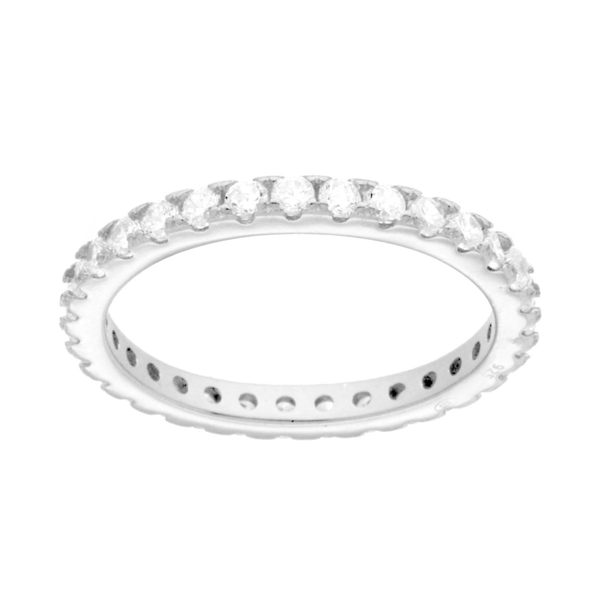 Anello Eternity Veretta a giro con Cubic Zirconia Bianchi mm 2 in ARGENTO 925 Galvanica Rodio