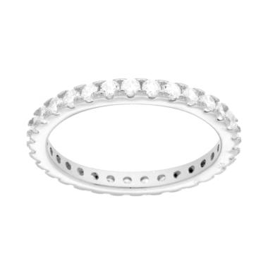 Anello Eternity Veretta a giro con Cubic Zirconia Bianchi mm 2 in ARGENTO 925 Galvanica Rodio