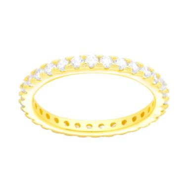 Anello Eternity Veretta a giro con Cubic Zirconia Bianchi mm 2 in ARGENTO 925 Galvanica Oro