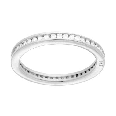 Anello Eternity Veretta a giro con Cubic Zirconia Bianchi in ARGENTO 925 Galvanica Rodio