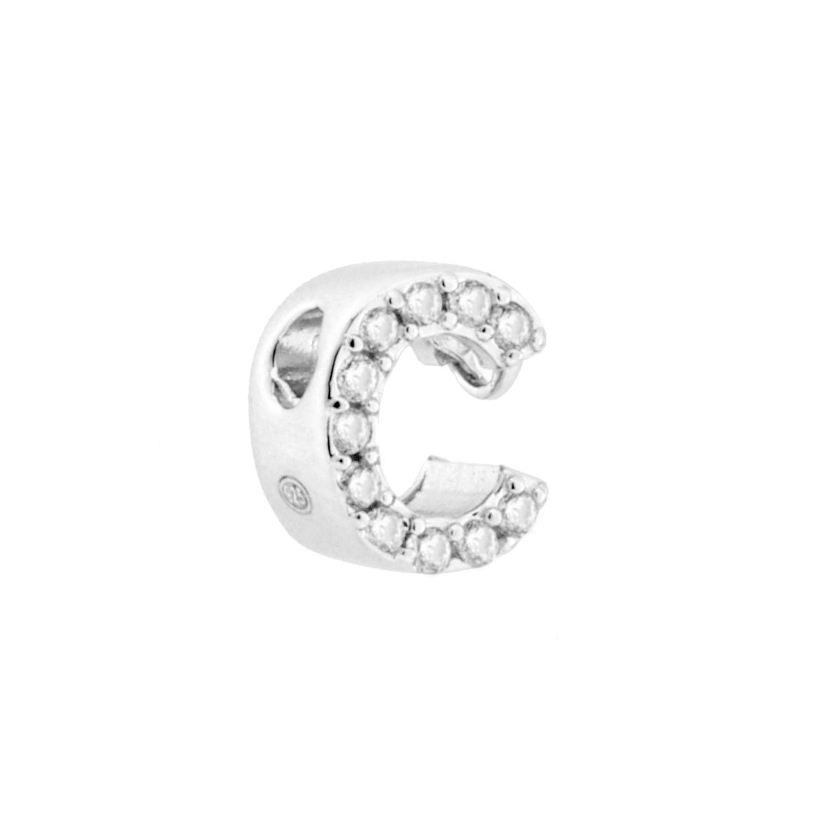 Ciondolo Lettera Iniziale con Cubic Zirconia Bianchi in ARGENTO 925 Galvanica Rodio