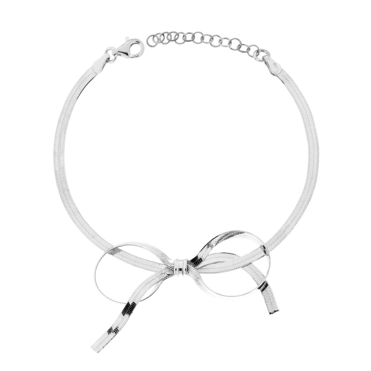 Bracciale Catena Magik con Fiocco in ARGENTO 925 Galvanica Rodio