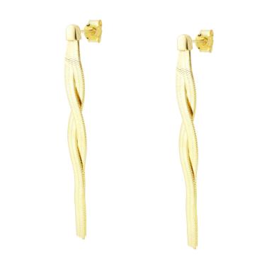 Orecchini Lunghi con Catena Magik intrecciata pendente in ARGENTO 925 Galvanica Oro