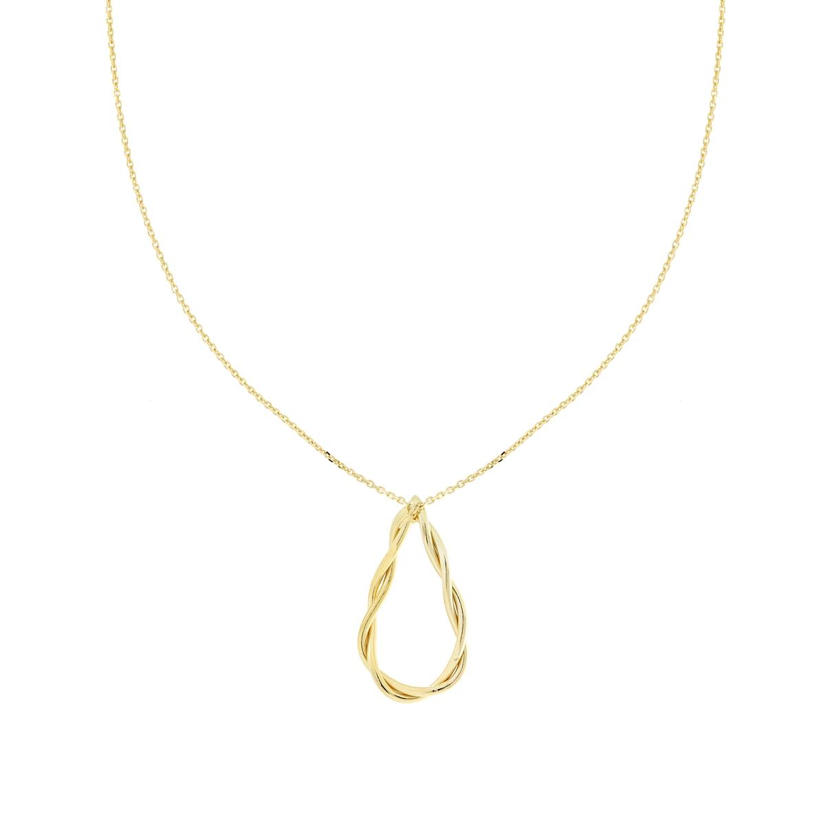 Collana Catena Forzatina Diamantata con Goccia doppia Canna intrecciata in ARGENTO 925 Galvanica Oro
