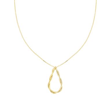 Collana Catena Forzatina Diamantata con Goccia doppia Canna intrecciata in ARGENTO 925 Galvanica Oro