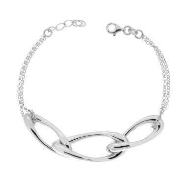 Bracciale Catena Rolo e Forzatina Ovale ritorta in ARGENTO 925 Galvanica Rodio