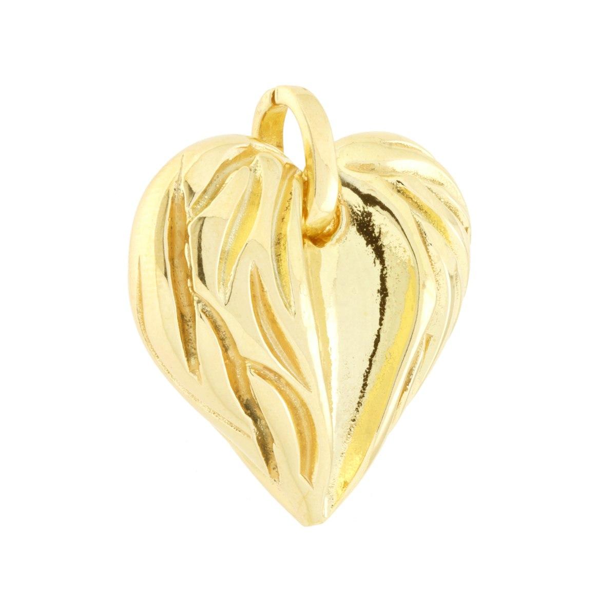 Ciondolo Cuore bombato con Tagli in ARGENTO 925 Galvanica Oro