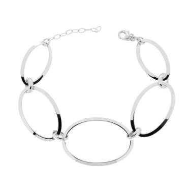 Bracciale Catena maglia Ovale in ARGENTO 925 Galvanica Rodio