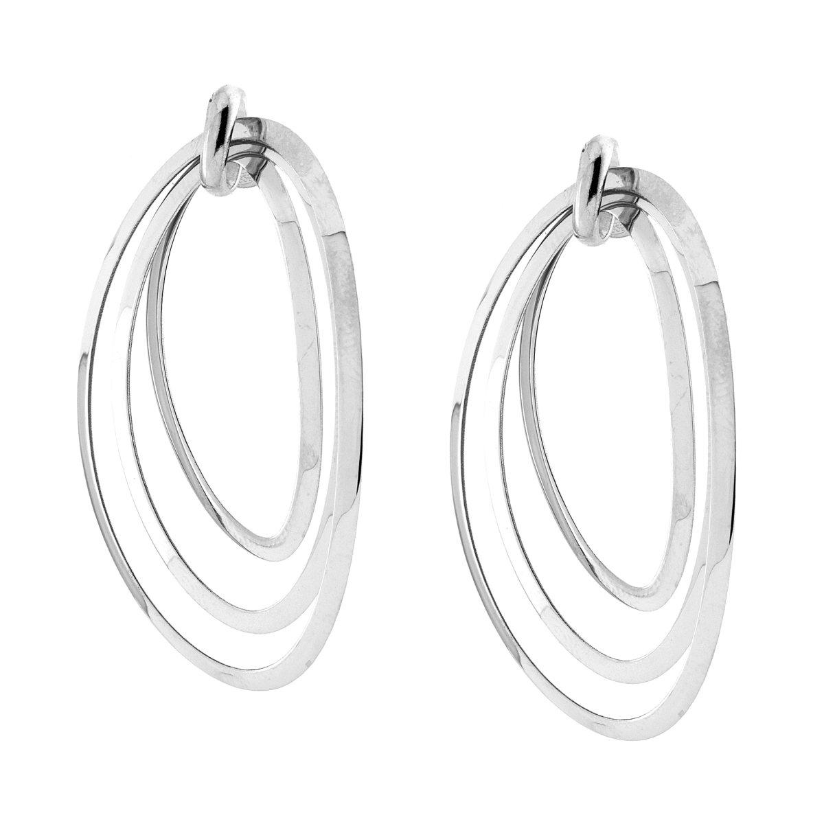 Orecchini con Ovali plain pendenti in ARGENTO 925 Galvanica Rodio