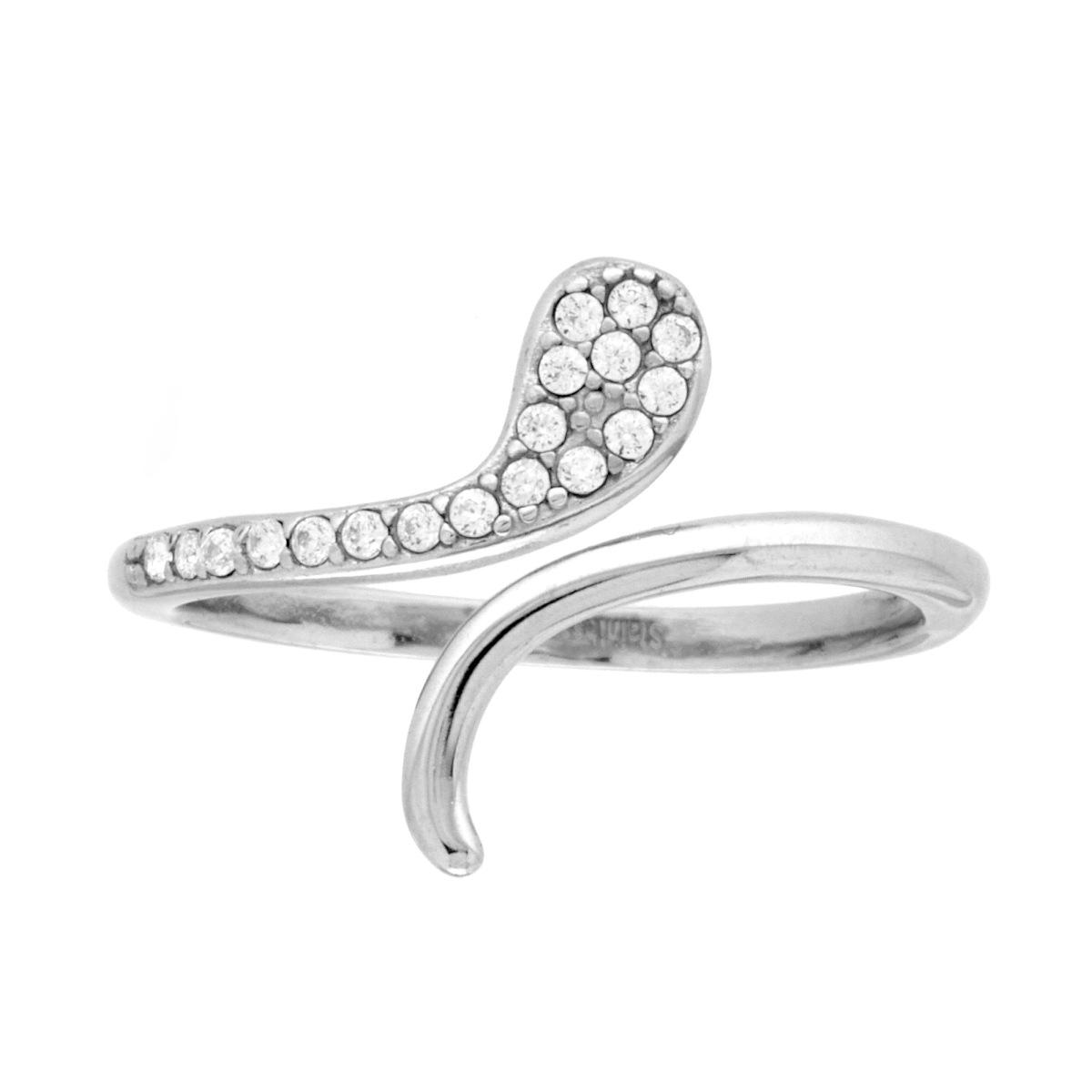 Anello Contrarie Serpente con Crystal Bianchi in ACCIAIO