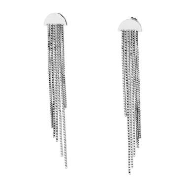 Orecchini Lunghi Multifilo Catena Veneziana Diamantata con Semicerchio plain in ACCIAIO