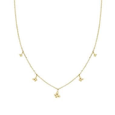 Collana Catena Forzatina con Farfalle Bombate pendenti in ACCIAIO colore Oro