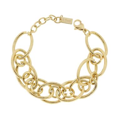 Bracciale Catena Forzatina Multimaglia Punteggiata in ACCIAIO color Oro