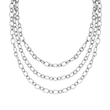 Collana tre fili Catena Forzatina alternata Liscia e Torchon in ACCIAIO