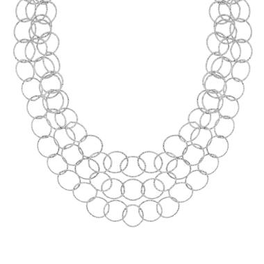 Collana tre fili Catena Cerchi Diamantati in ACCIAIO