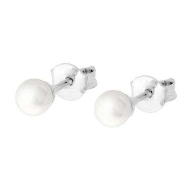 Orecchini Perla Bianca mm 4 in ACCIAIO