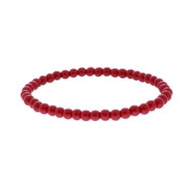Bracciale elastico con Perle colore Rosso Corallo mm 4