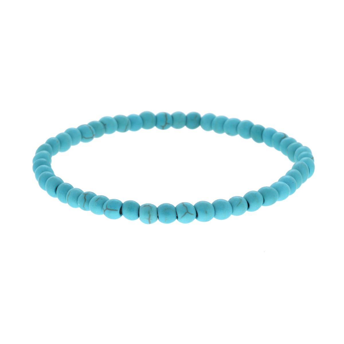 Bracciale elastico con Perle colore Turchese mm 4