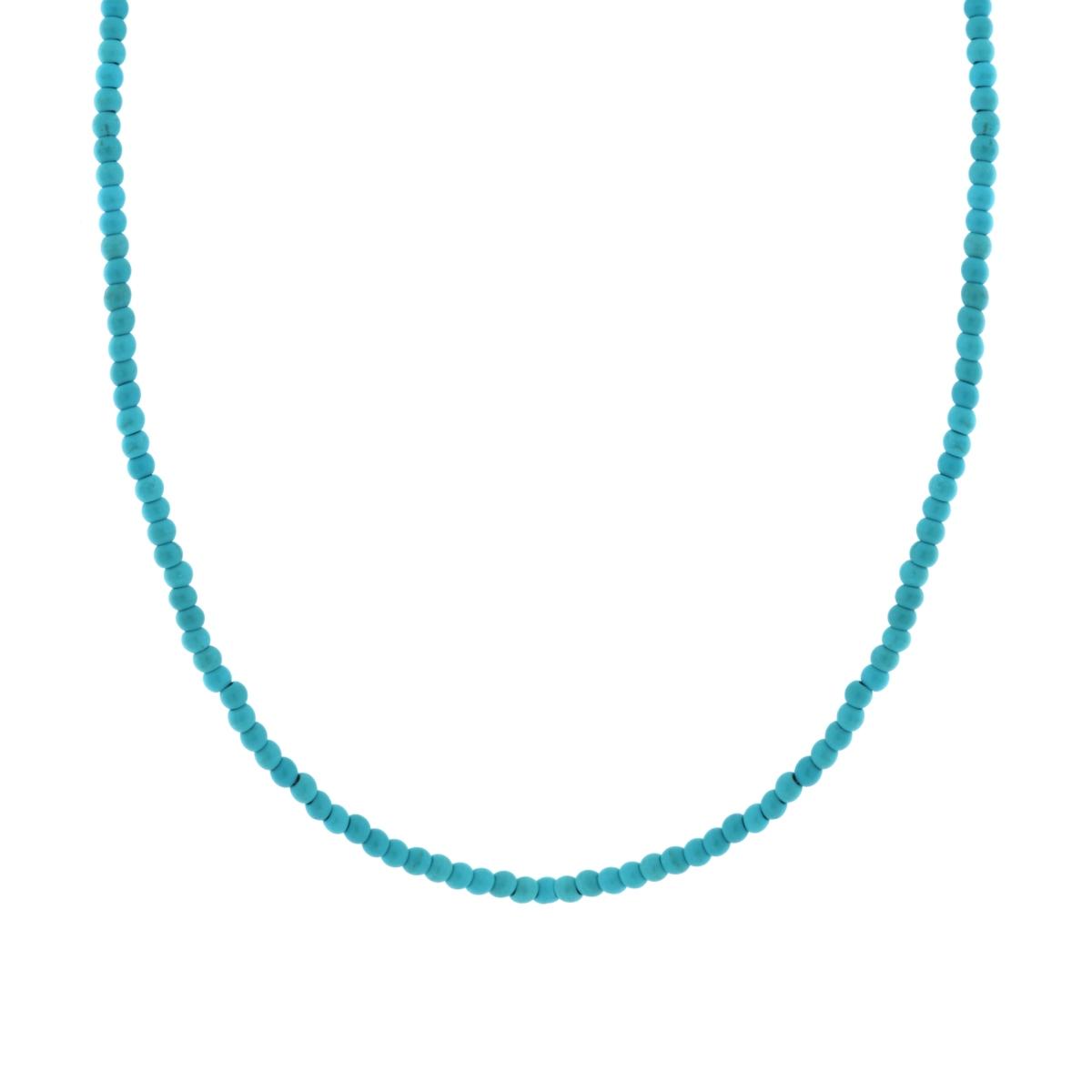 Collana filo Perle mm 3 colore Turchese in ACCIAIO