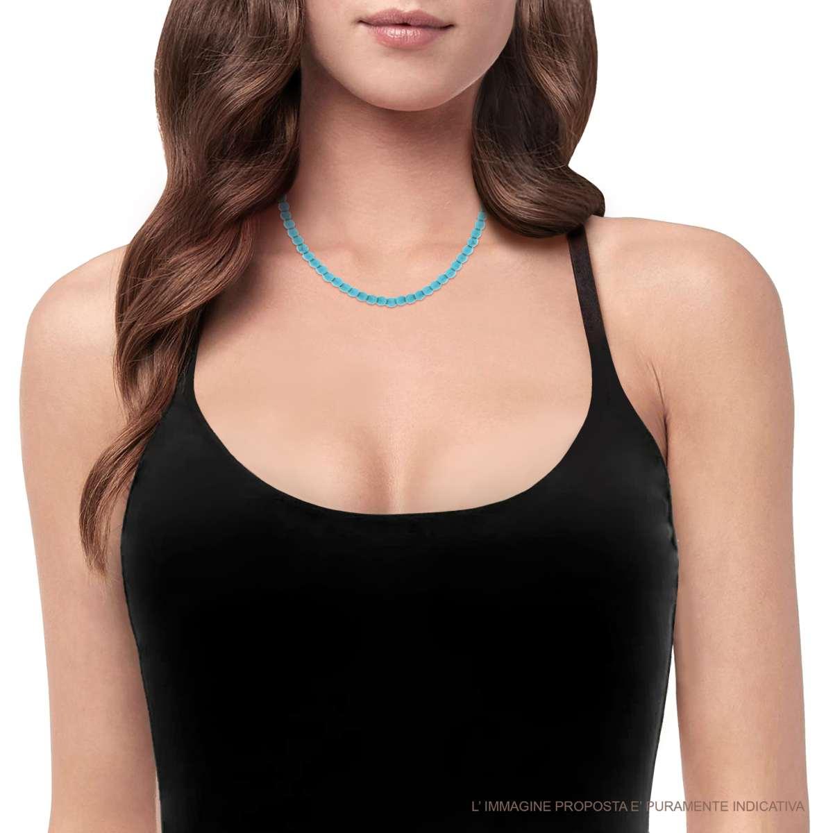 Collana filo Perle mm 6 colore Turchese in ACCIAIO