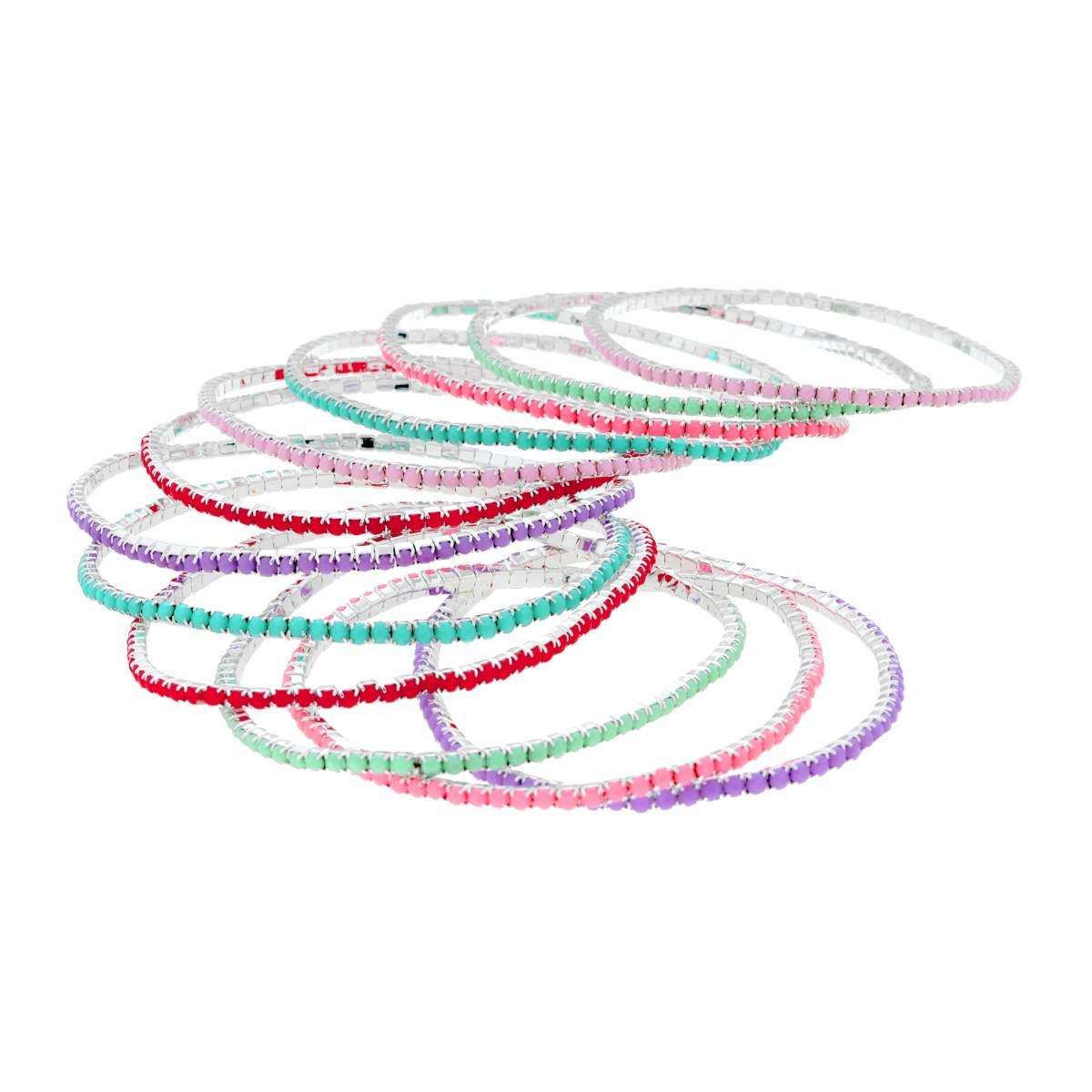 Bracciali Tennis elastico con Crystal Pastello colori assortiti in RAME colore Acciaio
