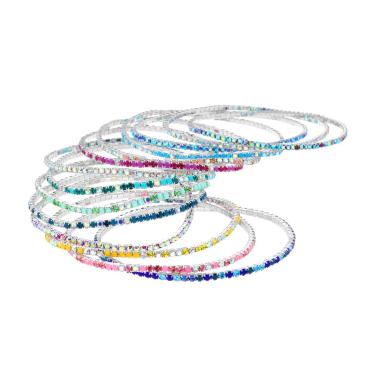 Bracciali Tennis elastico con Crystal Boreali colori assortiti in RAME colore Acciaio