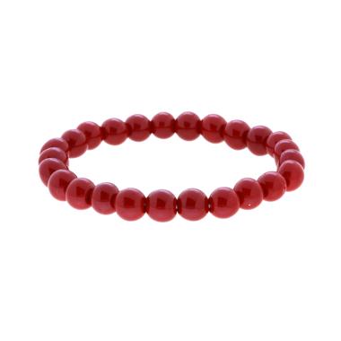 Bracciale elastico con Perle colore Rosso Corallo mm 8