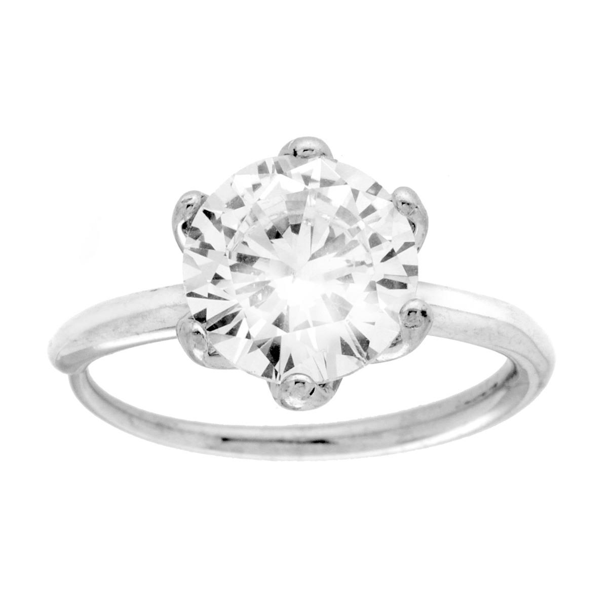 Anello Solitario Crystal Bianco mm 9 in ACCIAIO