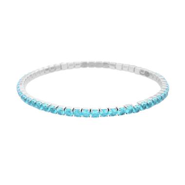 Bracciale Tennis Elastico con Crystal colore Acquamarina m 3 in ACCIAIO