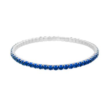 Bracciale Tennis Elastico con Crystal colore Blu Zaffiro m 3 in ACCIAIO
