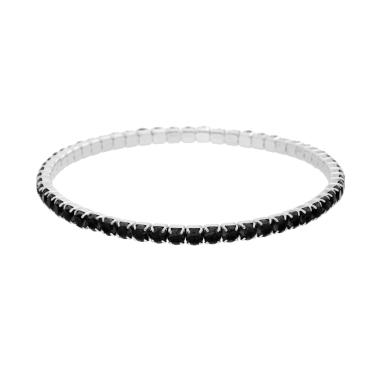 Bracciale Tennis Elastico con Crystal colore Nero m 3 in ACCIAIO