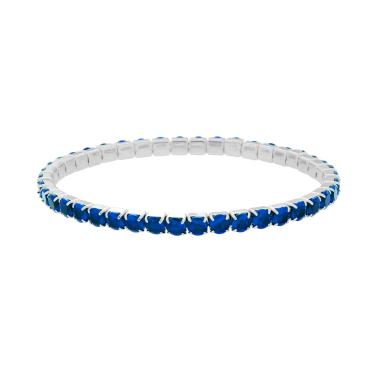 Bracciale Tennis Elastico con Crystal Blu Zaffiro mm 4 in ACCIAIO