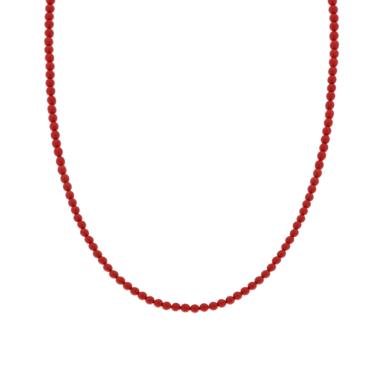Collana filo Perle mm 3 colore Rosso Corallo in ACCIAIO