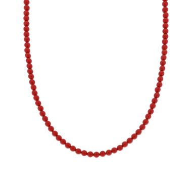 Collana filo Perle mm 4 colore Rosso Corallo in ACCIAIO