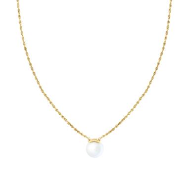 Collana Catena Corda Diamantata con Perla in ACCIAIO colore Or