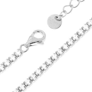 Collana Tennis Griffe cm 40+3 con Crystal mm 2 Bianchi in ACCIAIO