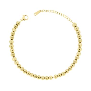 Bracciale Catena Palline Lisce mm 5 in ACCIAIO colore Oro