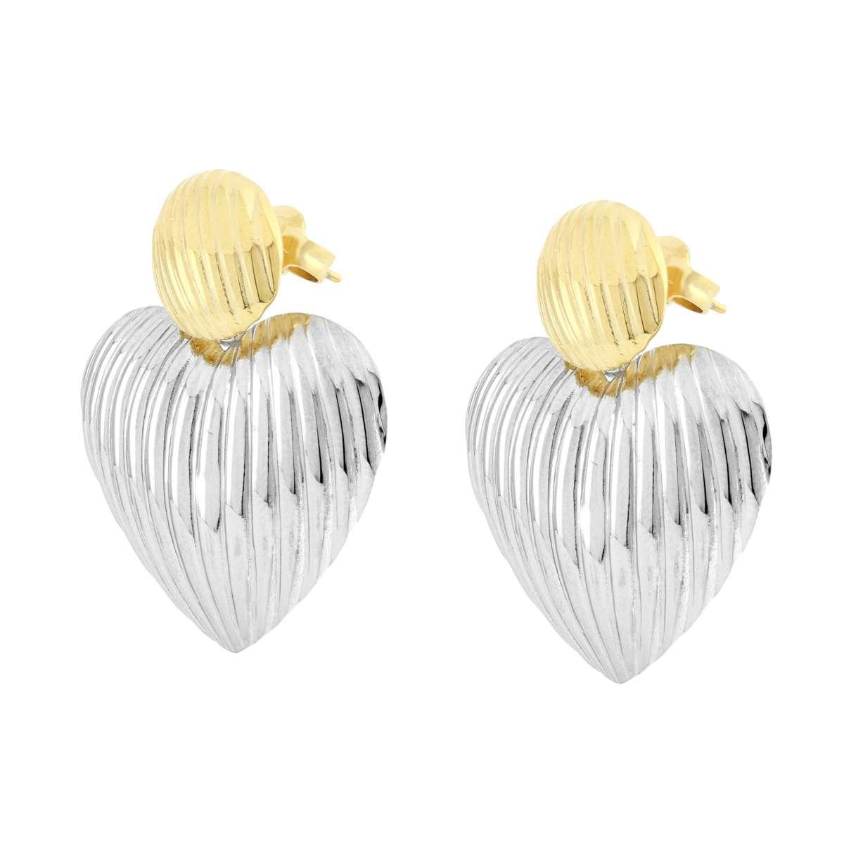 Orecchini Tondo e Cuore Bombati e Rigati in ACCIAIO e colore Oro