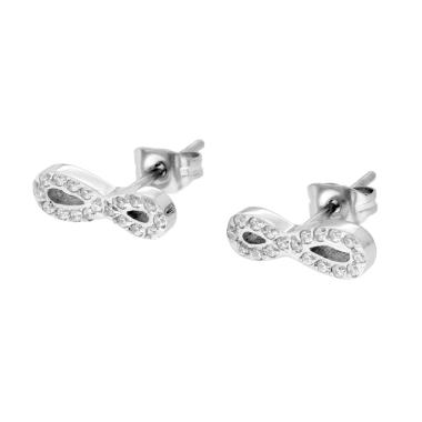 Orecchini Infinito con Crystal Bianchi in ACCIAIO