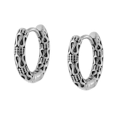 Orecchini Cerchio mm 15 con Decoro intagliato in ACCIAIO