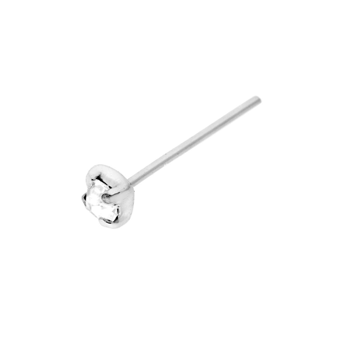 Piercing Naso Chiodino a Griffe con Cubic Zirconia Bianco 2 mm in ARGENTO 925<br />