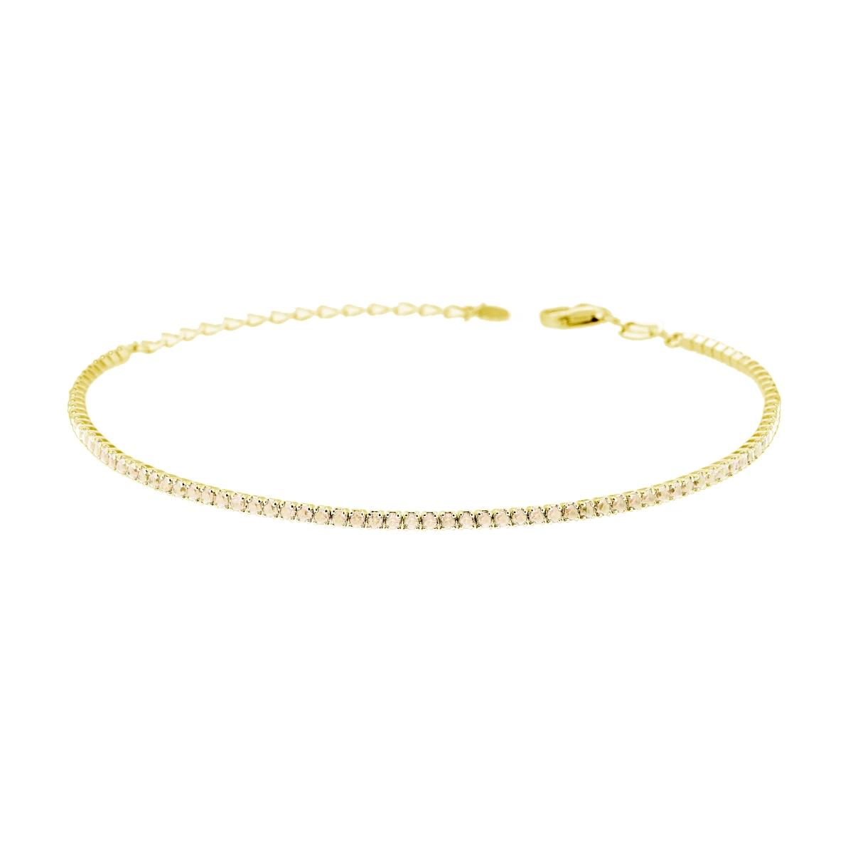 Bracciale Tennis Griffe cm 16+4 con Cubic Zirconia mm 1.5 Champagne in ARGENTO 925 Galvanica Oro