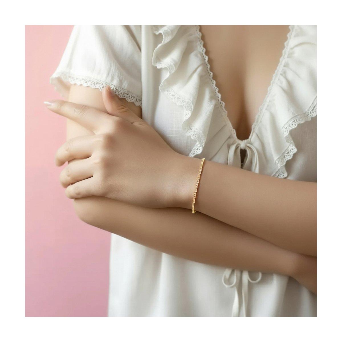 Bracciale Tennis Griffe cm 16+4 con Cubic Zirconia mm 1.5 Champagne in ARGENTO 925 Galvanica Oro