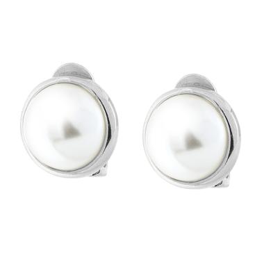 Orecchini Clip Perla in ARGENTO 925 Galvanica Rodio